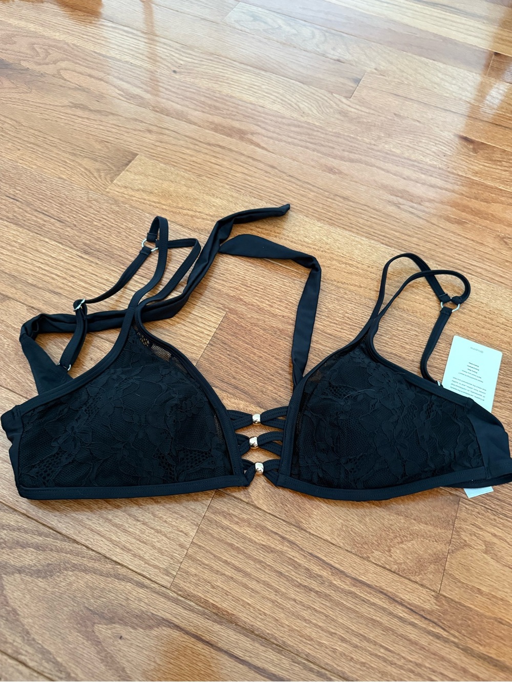Cupshe Black Lace Strappy Bikini Top